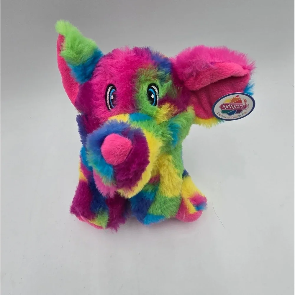 Nanco Rainbow Elephant Plush Stuffed Animal Multi‎ Color Tie dye Bright